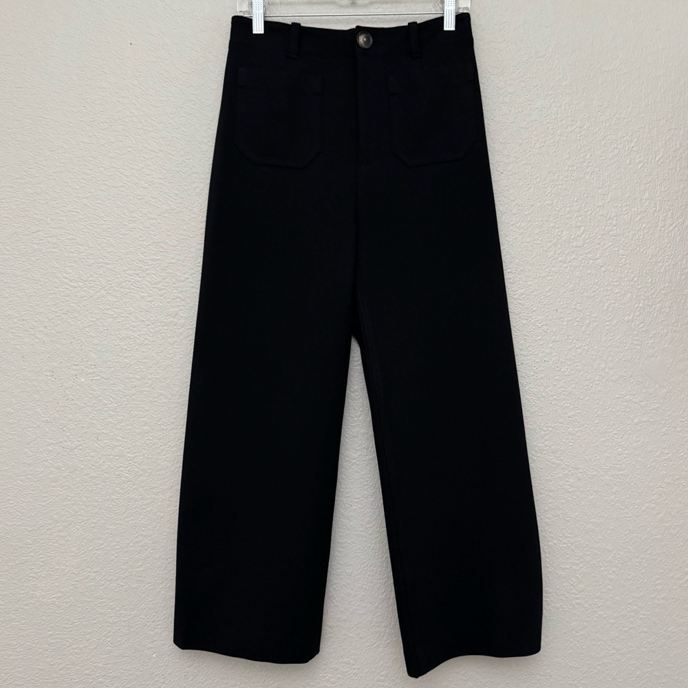 Anthropologie Courtney Cropped Wide Leg Pants Black Size 4